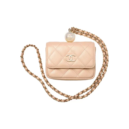 CHANEL Корова кожа Монета Ожерелье Сумочка Маленький Женский Розовый