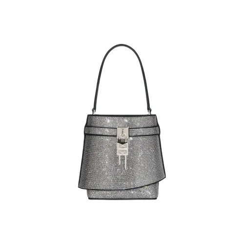 Givenchy Shark Lock Телячья кожа Ведрообразная сумка Сумка через плечо Сумка для женщин Черная