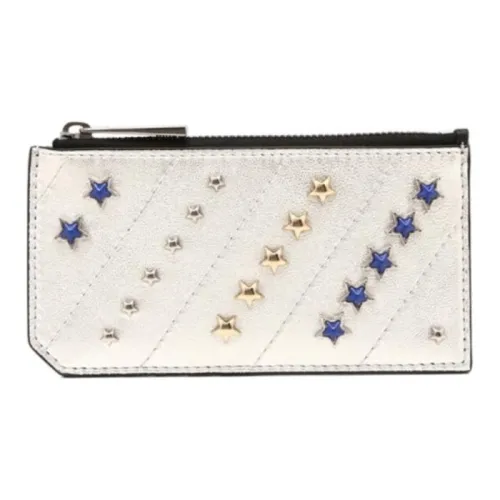 Jimmy Choo Кожа Монета Кошелек Кошелек Унисекс Серебристо-синий Золотой Бронза