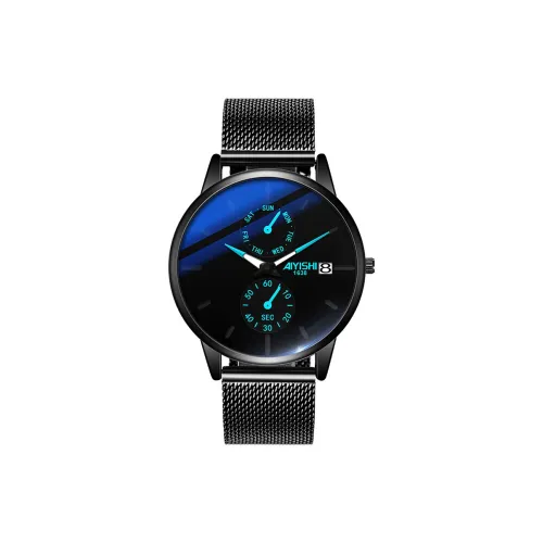 AIYISHI Future Series Кварцевый механизм Металлический ремешок Часы Мужские Черный циферблат