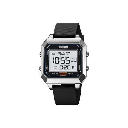 SKMEI Электронный механизм силиконовый ремешок мужские часы белый циферблат модель SKM 2150