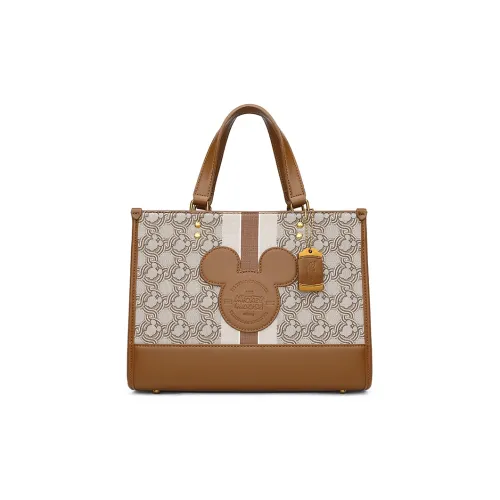 Disney Mickey Series Кожа Тоут Сумка Сумка для покупок Сумка Сумка через плечо Большая Женская Коричневая