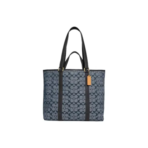 COACH Hudson Шелковая сумка Tote сумка для покупок сумка через плечо сумка большая женская джинсовый синий