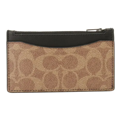 COACH Карточный чехол Холст Кожа Карта Заколка Кошелек Держатель Мужской Хаки и Черный