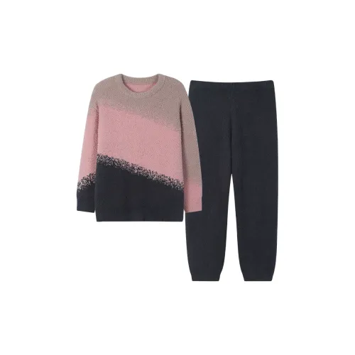 Sha Qian Пижамный комплект Осенний и Зимний Женский Розовый