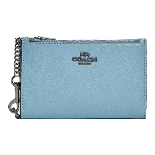 COACH Card Case Кожаный держатель для карт Стандартный Женский Северная Каролина Синий