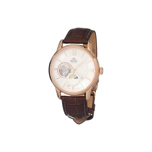 ORIENT Автоматический Механический Механизм Коровья Кожа Ремешок Часы 42 мм Мужские Часы Белый Циферблат RA AS0009S10B