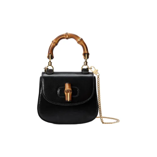 GUCCI Bamboo 1947 Кожа Сумка Сумка через плечо Сумка через плечо Экстра мини Женская Черная