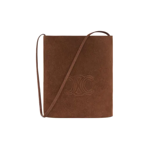 CELINE Triomphe Коровья кожа Замша Сумка через плечо Мужская Коричневая