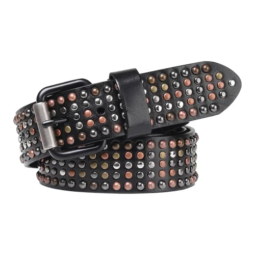 NINE NAIL 9 Секция Панк Рок Многоцветный Stud Шпилька Лицевая коровья кожа Genuine Leather Belt Унисекс Ширина 3,8 см