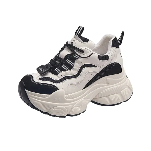 SANTA BARBARA POLO RACQUET CLUB Низкий топ толстая подошва кроссовки женские бежево-черные