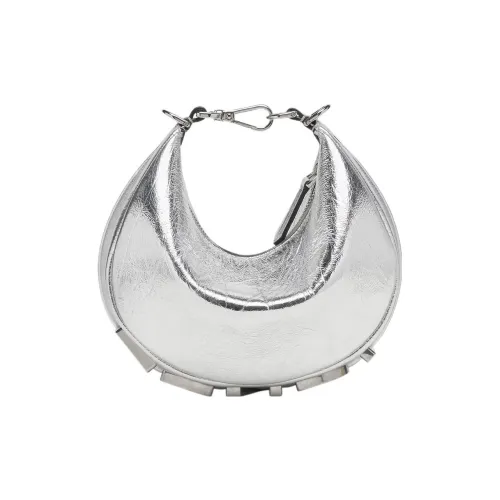 FENDI Fendigraphy Овечья кожа Полумесяц Сумка на запястье Мини Женское серебро