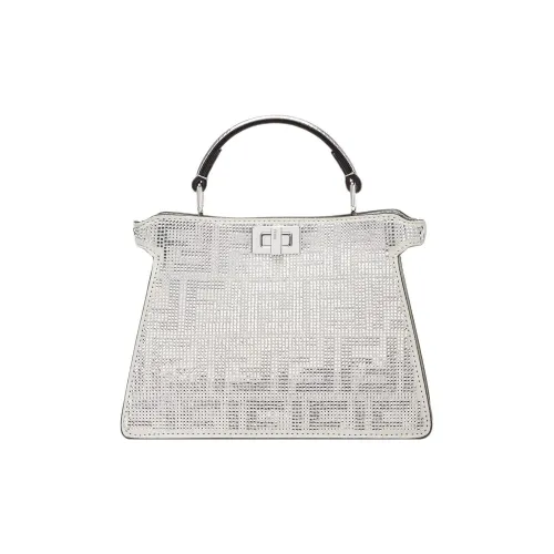 FENDI Peekaboo ISeeU Искусственный хрусталь Телячья кожа Сумка через плечо Сумка Women's Silver