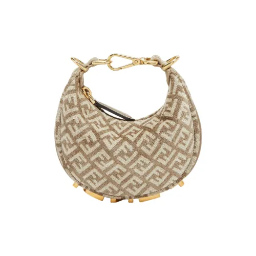 FENDI Fendigraphy Вискоза Полумесяц Сумка на запястье Экстра мини Женская Голубино-серый