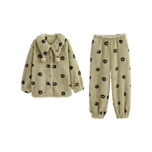 XUANZHITING Горохово-зеленый Женские Пижамные комплекты