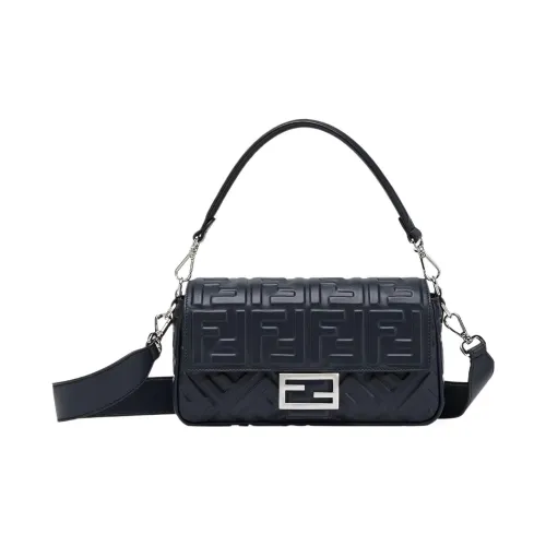 FENDI Baguette Овечья кожа Сумка через плечо Сумка среднего размера Женская Полуночный синий