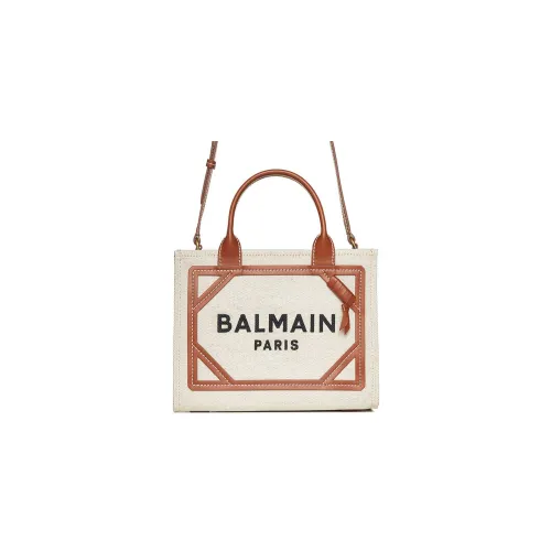 BALMAIN Хлопок с льном Тоут Сумка Сумка для покупок Сумка через плечо Сумка Женская Натуральный Каштановый