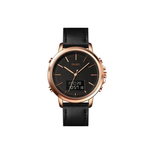 SKMEI Электронный Механизм Натуральная Кожа Ремешок Часы Мужские Черный Циферблат