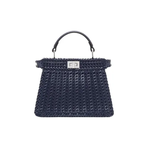 FENDI Peekaboo ISeeU Сумка через плечо из телячьей кожи Сумка для женщин Полночный синий