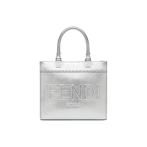 FENDI Sunshine Телячья кожа Тоут Сумка Сумка для покупок Сумка через плечо Сумка Маленькая Women's Silver
