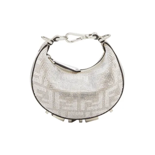 FENDI Fendigraphy Телячья кожа Сумка на запястье Extra Mini Женское серебро