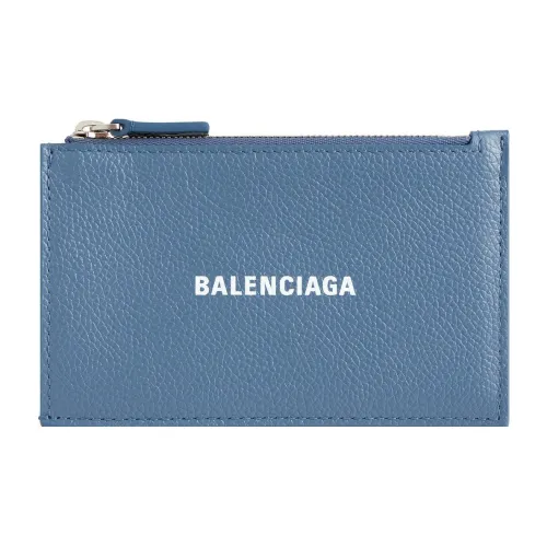 Balenciaga Cash Крупнозернистая текстура Коровья кожа Держатель для карт Большой Женский Синий