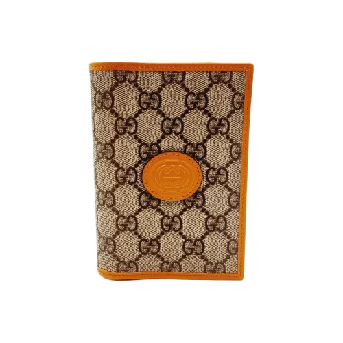 GUCCI Canvas с кожаными вставками комбинированная холщовая сумка держатель для паспорта мужской апельсин