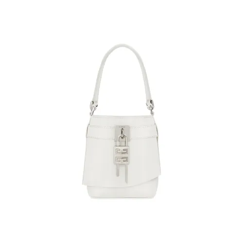 GIVENCHY Shark Lock Коровья кожа Ведрообразная сумка Сумка через плечо Микро сумка Женская Цвет слоновая кость