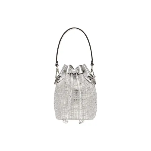 FENDI Mon Tresor Искусственный хрусталь Коровья кожа Ведрообразная сумка Сумка через плечо Сумка мини Women's Silver