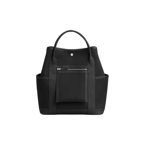 HERMES Garden Party Холст с Negonda Телячья кожа Холст Сумка Мужская Черная Сумка