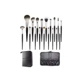 Свет Роскошь Снег Лисий мех 18 штук "Складная Полностью кожаная Щетка Сумка"