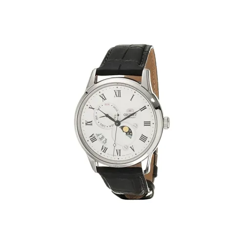 ORIENT Автоматический Механический Механизм Коровья Кожа Ремешок Часы 43 мм Мужские Часы Белый Циферблат RA AK0008S10B