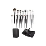 Свет Роскошь Снег Лисий мех 18 штук "Flip-page Полностью кожаная Щетка Сумка"