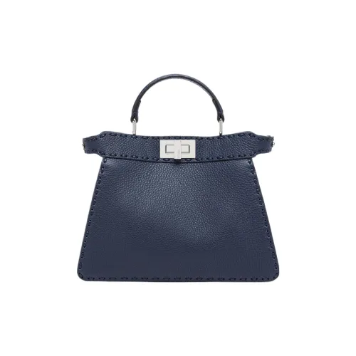 FENDI Peekaboo ISeeU Телячья кожа Сумка через плечо Сумка Маленькая Женская Синяя