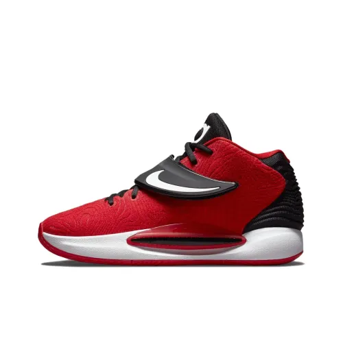 nike KD 14 TB 'Красный Черный' Цвет KD Shock Absorbers Slip Resistant Abrasion Resistant MID Топ Баскетбольные кроссовки Мужской Красный черный