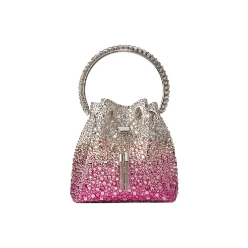 Jimmy Choo Сатиновая ведрообразная сумка сумка через плечо сумка для женщин Sugar розовый и серебряный