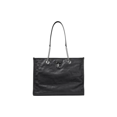 Jimmy Choo Avenue Кожа Тоут Сумка Сумка для покупок Сумка на плечо Сумка Большая Женская Черная
