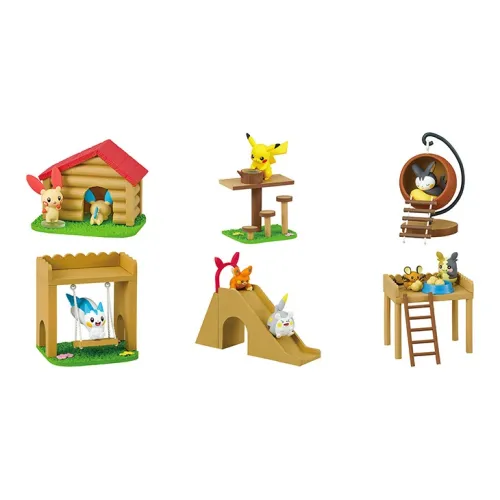 RE MENT Pokemon Соберите всех Лесная трасса и поле Счастливый рисунок целая коробка 6 шт