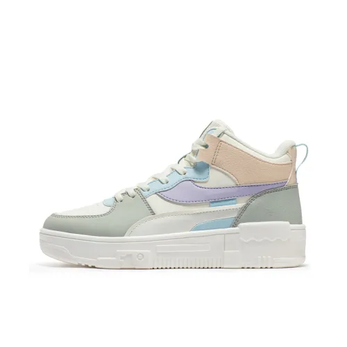 361° Высота Увеличивающие Устойчивые к Износу MID Топ Скейтборд Кроссовки Женские Белые Зеленые