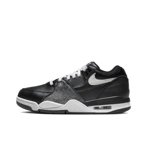 Stussy x Nike Air Pilot 89 Устойчивый к истиранию Низкий Топ Винтажные Баскетбольные Кроссовки Мужские Черный Белый