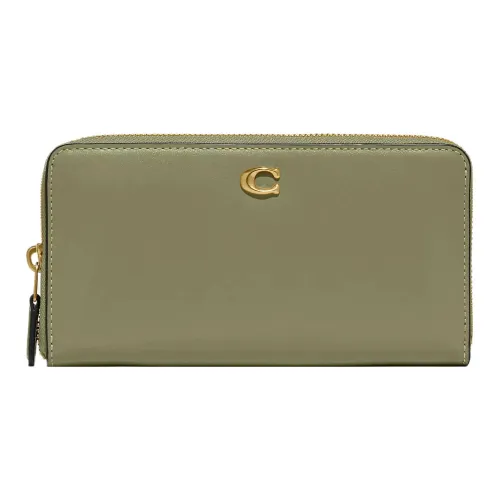 COACH Accordion Zip Телячья кожа Монета Кошелек Запястье Сумка Кошелек Маленький Женские Лесной мшистый