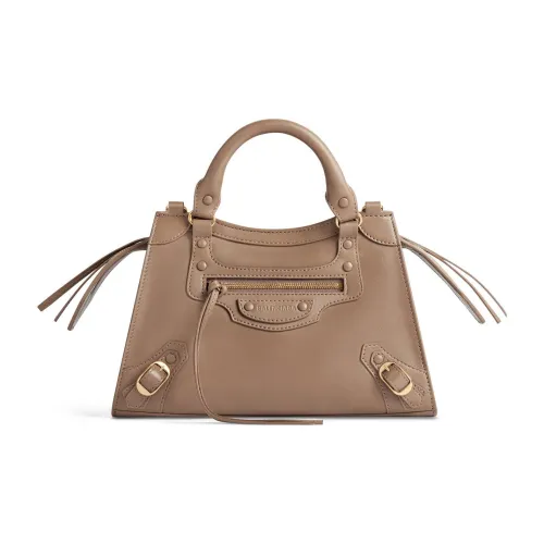 Balenciaga Телячья кожа Портативная Сумка через плечо Сумка на плечо Экстра Маленькая Женская Светло-Коричневая