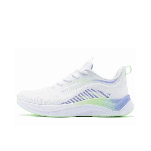 QIAODAN Слип-резистентный устойчивый к истиранию низкий топ Super Light Q COZY Мягкий Спринт Беговые кроссовки Женские Белые TERN Циановый