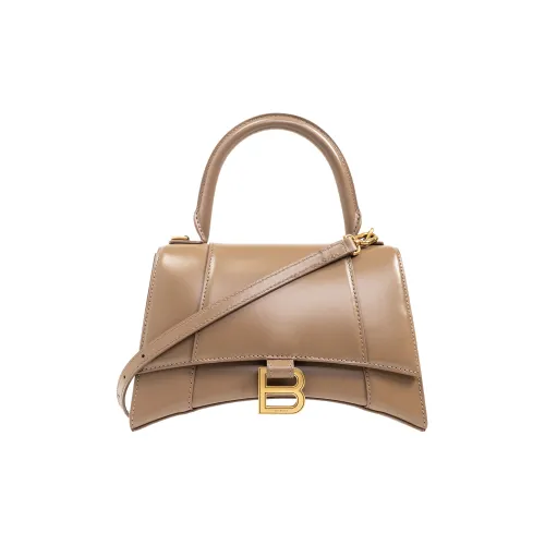 Balenciaga HOURGLASS Корова Кожа Сумка Hourglass Сумка через плечо Сумка Маленькая Женская Коричневая
