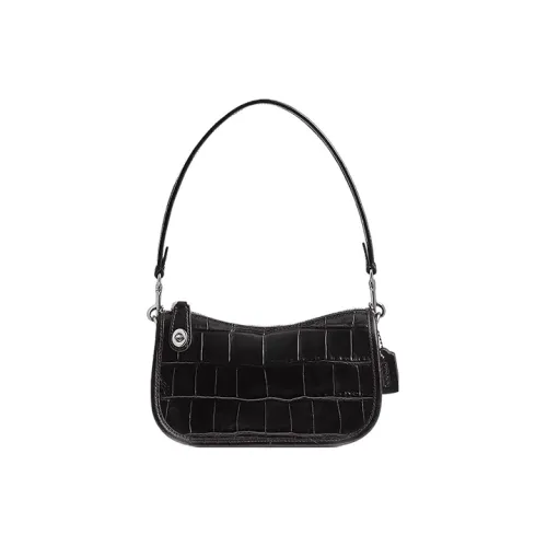 COACH Swinger Коровья кожа Сумка Сумка через плечо Маленькая Женская Черная