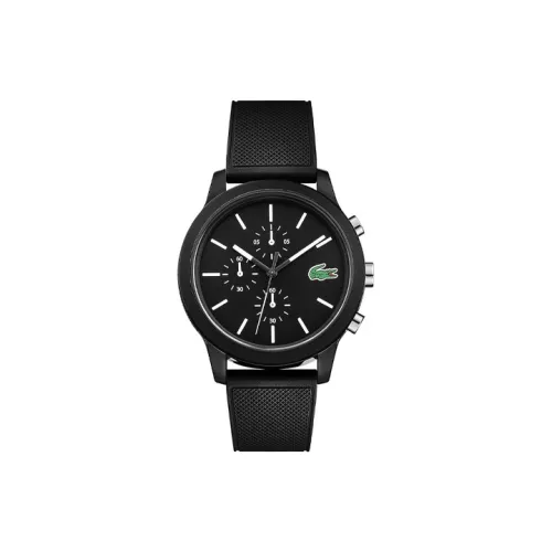 LACOSTE Мужские часы Кварцевый механизм Силиконовый ремешок Черный циферблат