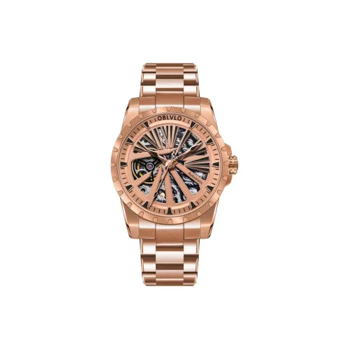 OBLVLO Автоматический механический механизм Часы Унисекс Золотой циферблат