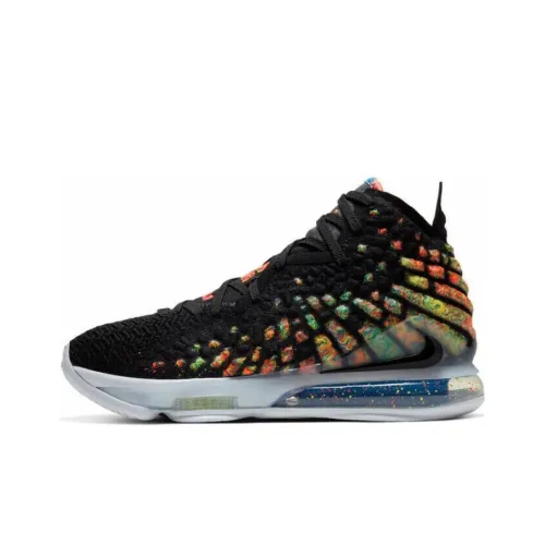Nike Lebron 17 Джеймс 17 High Топ Баскетбольные кроссовки для игры Унисекс Черная радуга Азиатская Версия