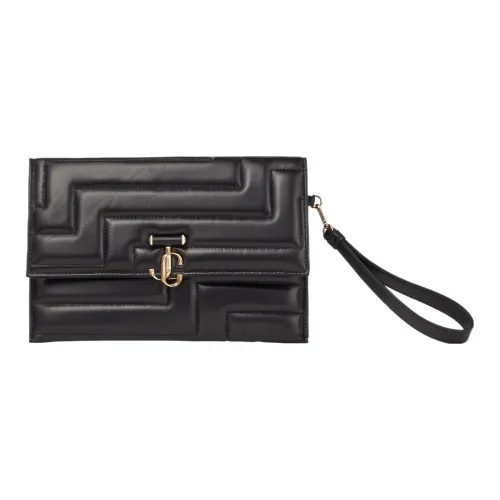 Jimmy Choo Avenue Напп Кожа Конверт Сумка на запястье Клатч Женский Черный