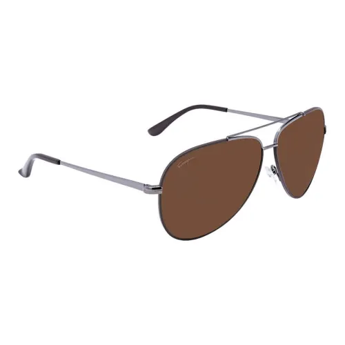 FERRAGAMO Нерегулярная форма Солнцезащитные очки Унисекс Серебряный